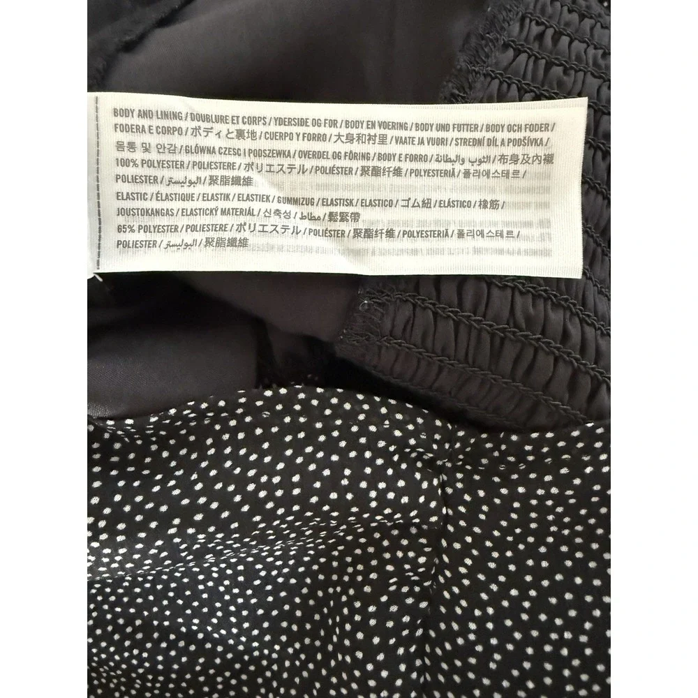 Abercrombie & Fitch Ruched Blouse Black White Polka Dot Puff Sleeve Medium